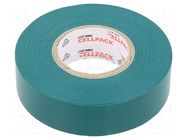Tape: electrical insulating; W: 19mm; L: 25m; Thk: 0.15mm; green SCAPA
