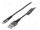 Cable; USB 2.0; USB A plug,USB B micro plug; 1m; 480Mbps; textile Goobay