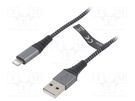 Cable; USB 2.0; Apple Lightning plug,USB A plug; 1m; 480Mbps Goobay