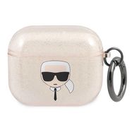 Karl Lagerfeld Glitter Karl&#39;s Head Case for AirPods 3 - Gold, Karl Lagerfeld