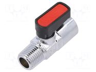 Ball valve; max.20bar; nickel plated brass; -20÷80°C PNEUMAT