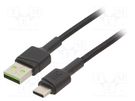 Cable; USB 2.0; USB A plug,USB C plug; 1.2m; black; 480Mbps; 18W GREEN CELL