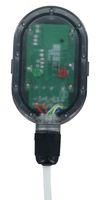 LINE POWERED WATER LEAK DETECTOR WITH DPDT RELAY, 11 TO 27 VAC/DC, NO AUDIBLE ALARM, ADJUSTABLE MOUNTING BRACKET INCLUDED. 82AK8786