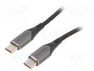 Cable; USB 2.0; USB C plug,both sides; 1m; black; Core: Cu,tinned VENTION