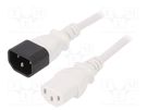 Cable; 3x0.75mm2; IEC C13 female,IEC C14 male; PVC; 0.5m; white LIAN DUNG
