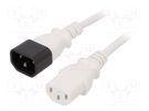 Cable; 3x0.75mm2; IEC C13 female,IEC C14 male; PVC; 1.8m; white LIAN DUNG