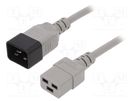 Cable; 3x1.5mm2; IEC C19 female,IEC C20 male; PVC; 1.8m; grey; 16A LIAN DUNG