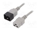 Cable; 3x1.5mm2; IEC C19 female,IEC C20 male; PVC; 1m; grey; 16A LIAN DUNG