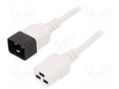 Cable; 3x1.5mm2; IEC C19 female,IEC C20 male; PVC; 1m; white; 16A LIAN DUNG