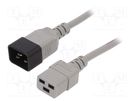 Cable; 3x1.5mm2; IEC C19 female,IEC C20 male; PVC; 3m; grey; 16A LIAN DUNG