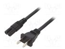 Cable; 2x18AWG; IEC C7 female,NEMA 1-15 (A) plug; PVC; 4m; black SCHURTER