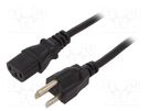 Cable; 3x0.75mm2; IEC C13 female,JIS 8303 plug; PVC; 2m; black; 7A SCHURTER