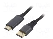 Cable; DisplayPort plug,HDMI plug; textile; DisplayPort 1.2 GEMBIRD