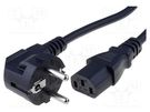 Cable; 3x0.75mm2; CEE 7/7 (E/F) plug angled,IEC C13 female; PVC SCHURTER