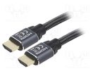 Cable; HDMI 2.0; HDMI plug,both sides; textile; 7.5m; black; 26AWG GEMBIRD