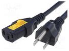 Cable; 3x18AWG; IEC C13 female,NEMA 5-15 (B) plug; PVC; 2m; black SCHURTER