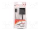 Adapter; USB 3.1; D-Sub 15pin HD socket,USB C plug; 0.15m; black GEMBIRD