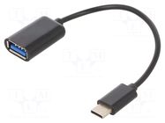 Cable; OTG,USB 2.0; USB A socket,USB C plug; 0.15m; black; bag GEMBIRD