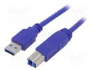 Cable; USB 3.0; USB A plug,USB B plug; gold-plated; 1.8m; blue GEMBIRD