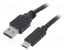Cable; USB 3.0; USB A plug,USB C plug; gold-plated; 3m; black; PVC GEMBIRD