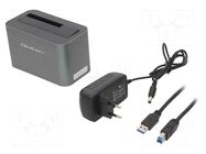 Docking station; PnP; USB 3.0; DC socket,HDD/SSD,USB B socket QOLTEC