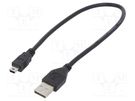 Cable; USB 2.0; USB A plug,USB B mini plug; gold-plated; 0.3m GEMBIRD