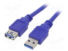 Cable; USB 3.0; USB A socket,USB A plug; 3m; blue; PVC; Cablexpert GEMBIRD