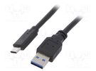 Cable; USB 3.0; USB A plug,USB C plug; gold-plated; 1m; black; PVC GEMBIRD