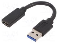 Adapter; USB 3.1; USB A plug,USB C socket; 0.1m; black GEMBIRD
