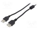 Cable; USB 2.0; USB A socket,USB A plug; gold-plated; 4.5m; black GEMBIRD