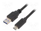 Cable; USB 3.0; USB A plug,USB C plug; gold-plated; 0.1m; black GEMBIRD