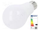 LED lamp; warm white; E27; 220/240VAC; 1055lm; P: 11W; 200°; 3000K V-TAC