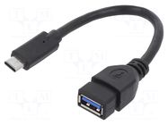 Cable; OTG,USB 3.0; USB A socket,USB C plug; 0.15m; black; bag GEMBIRD
