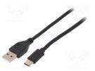 Cable; USB 2.0; USB A plug,USB C plug; gold-plated; 1.8m; black GEMBIRD