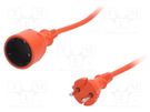 Extension lead; 2x1.5mm2; Sockets: 1; PVC; orange; 30m; 16A KEL