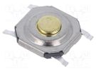 Microswitch TACT; SPST; Pos: 2; 0.05A/12VDC; SMD; none; 1.57N; 0.8mm E-SWITCH