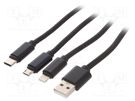 Cable; USB 2.0; 1m; black; textile; Cablexpert GEMBIRD