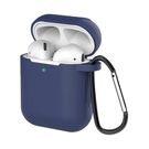 Case for AirPods 2 / AirPods 1 silicone soft case for headphones + keychain carabiner pendant blue (case D), Hurtel