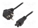 Cable; 3x0.75mm2; CEE 7/7 (E/F) plug angled,IEC C5 female; PVC GEMBIRD