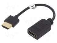 Cable; HDMI socket,HDMI plug; HDMI 2.0; 0.1m; black GOOBAY