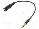 Cable; Jack 3.5mm 4pin socket,Jack 3,5mm 4pin plug; 0.2m; black GEMBIRD