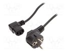 Cable; 3x0.75mm2; CEE 7/7 (E/F) plug angled,IEC C13 female 90° GEMBIRD