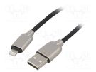Cable; USB 2.0; Apple Lightning plug,USB A plug; 1m; black GEMBIRD