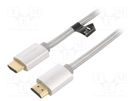 Cable; HDMI 2.0; HDMI plug,both sides; PVC; textile; 2m; silver VENTION
