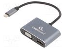 Adapter; USB 3.0; D-Sub 15pin HD socket,HDMI socket,USB C plug GEMBIRD