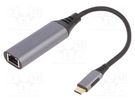 Adapter; USB 3.0; RJ45 socket,USB C plug; 0.15m; black; 1Gbps GEMBIRD