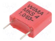 Capacitor: polyester; 1uF; Uoper: 63VDC; 40VAC; Uoper max: 63VDC WIMA