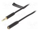 Cable; Jack 3.5mm socket,Jack 3.5mm plug; 1m; black; PVC VENTION