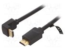 Cable; HDMI 2.0; HDMI plug,HDMI plug 90°; PVC; 1.5m; black; 30AWG VENTION