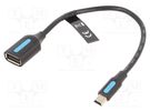 Cable; USB 2.0; USB A socket,USB B mini plug; nickel plated VENTION